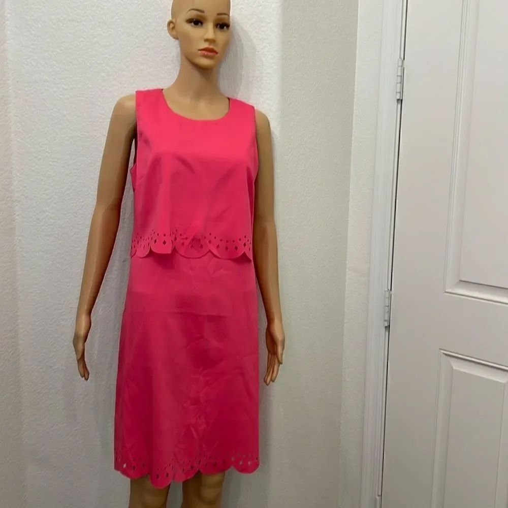 Loft Ann Taylor Dress Size 6 Scoop Neck Sleeveless Peachy Pink Zipper Back Midi